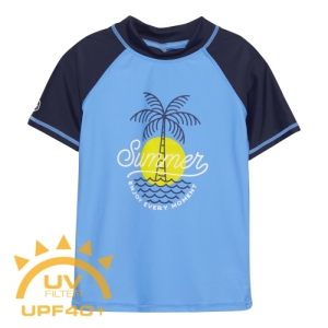 Chlapčenské tričko na kúpanie - COLOR KIDS-T-shirt W. Print, azure blue Modrá 152