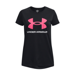 Dievčenské tréningové tričko s krátkym rukávom - UNDER ARMOUR-Tech Solid Print Fill BL SSC-BLK Čierna 149/160