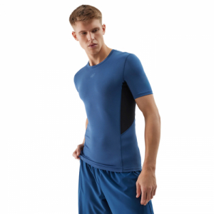 Pánske tréningové tričko s krátkym rukávom - 4F-TSHIRT FNK-4FWSS24TFTSM600-31S-NAVY Modrá XXL