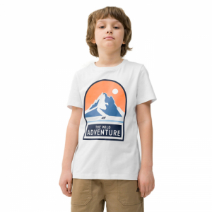 Chlapčenské turistické tričko s krátkym rukávom - 4F JUNIOR-TSHIRT-4FJWSS24TTSHM1132-10S-WHITE Biela 164