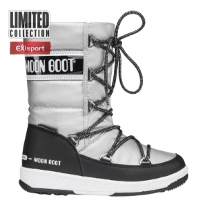 Dievčenské vysoké zimné topánky - MOON BOOT-Girl Quilted WP silver/black Strieborná 35