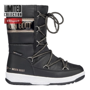 Dievčenské vysoké zimné topánky - MOON BOOT-Girl Quilted WP black/copper Čierna 34