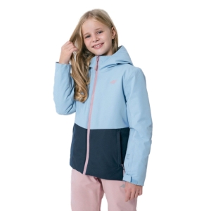 Dievčenská lyžiarska bunda - 4F-GIRLS SKI JACKET JKUDN001-30S-DARK BLUE Modrá 164