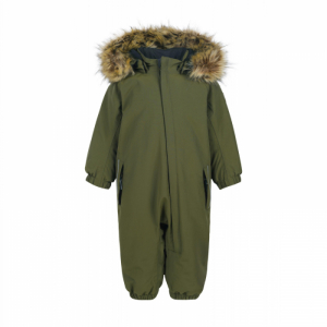 Chlapčenský zimný overal - COLOR KIDS-Coverall w.fake fur, AF 20.000, dark olive 740620.9526 Zelená 92