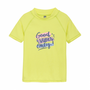 Dievčenské tričko na kúpanie - COLOR KIDS-T-shirt W. Print, limelight Žltá 104