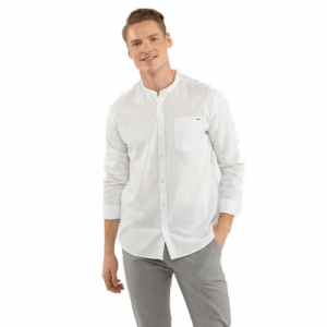 Pánska košeľa s dlhým rukávom - VOLCANO-K-BASTO-100-WHITE Biela XL