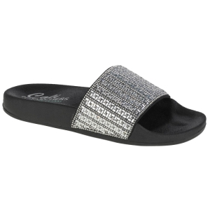 Dámske šlapky (plážová obuv) - SKECHERS-Pops Up New Spark black/silver Čierna 41