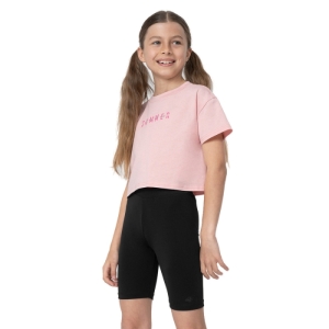 Dievčenské tričko s krátkym rukávom - 4F-TSHIRT F393-56S-LIGHT PINK Ružová 164