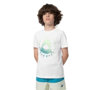 Chlapčenské tričko s krátkym rukávom - 4F-TSHIRT M283-10S-WHITE Biela 164