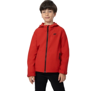 Chlapčenská turistická softshellová bunda - 4F-SOFTSHELL JACKET M091-62S-RED Červená 164