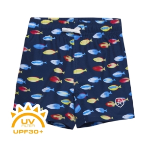 Chlapčenské plavky - COLOR KIDS-Swim Shorts - AOP, goji berry Modrá 140