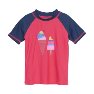 Dievčenské tričko na kúpanie - COLOR KIDS-T-shirt W. Print, diva pink Ružová 152