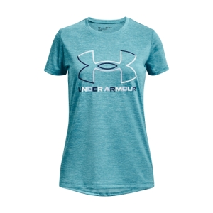 Dievčenské tréningové tričko s krátkym rukávom - UNDER ARMOUR-Tech BL Twist SS-BLU Modrá 149/160
