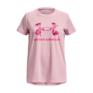 Dievčenské tréningové tričko s krátkym rukávom - UNDER ARMOUR-Tech Solid Print Fill BL SSC-PNK Ružová 149/160