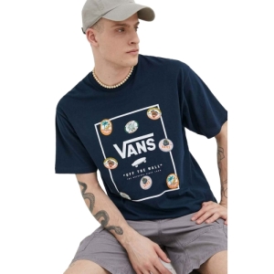 Pánske tričko s krátkym rukávom - VANS-MN CLASSIC PRINT BOX-NAVY-WHITE-WATERFALL Modrá XS