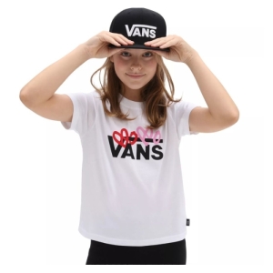 Dievčenské tričko s krátkym rukávom - VANS-VALENTINES LOGO BOXY-WHITE Biela S