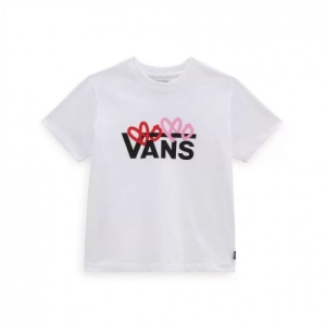 Dievčenské tričko s krátkym rukávom - VANS-VALENTINES LOGO BOXY-WHITE Biela S 4