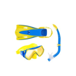 Juniorský potápačský/šnorchlovací set - AQUALUNG-SET HERO YELLOW BLUE LENS MIRROR Žltá S/M