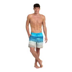 Pánske plavky - ARENA-MENS BEACH BOXER PLACED-800-sand&sea turquoise Modrá XXL 2