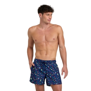 Pánske plavky - ARENA-MENS BEACH SHORT ALLOVER-750-navy multi Modrá XXL