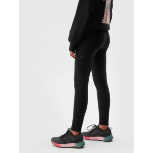Dievčenské turistické legíny - 4F-TIGHTS FNK-JAW23TFTIF148-21S-BLACK Čierna 146/152 2