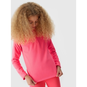 Dievčenská lyžiarska flisová mikina - 4F-FLEECE UNDERWEAR-JAW23UFLEF033-55S-HOT PINK Ružová 146/152 1