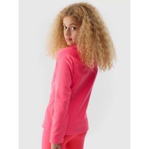 Dievčenská lyžiarska flisová mikina - 4F-FLEECE UNDERWEAR-JAW23UFLEF033-55S-HOT PINK Ružová 146/152 2