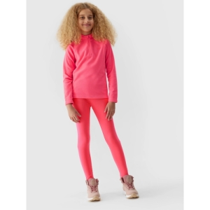 Dievčenská lyžiarska flisová mikina - 4F-FLEECE UNDERWEAR-JAW23UFLEF033-55S-HOT PINK Ružová 146/152 3