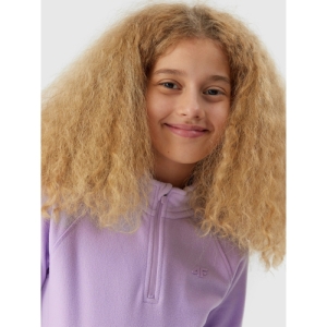 Dievčenská lyžiarska flisová mikina - 4F-FLEECE UNDERWEAR-JAW23UFLEF033-52S-LIGHT VIOLET Fialová 146/152 1