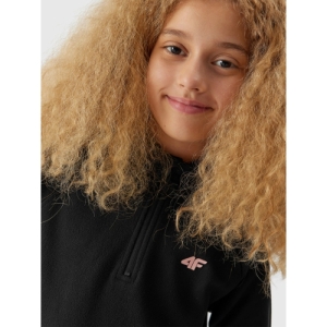 Dievčenská lyžiarska flisová mikina - 4F-FLEECE UNDERWEAR-JAW23UFLEF033-20S-DEEP BLACK Čierna 146/152 1