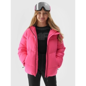 Dievčenská lyžiarska bunda - 4F-TECHNICAL JACKET-JAW23TTJAF293-55N-HOT PINK NEON Ružová 164 1
