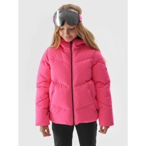 Dievčenská lyžiarska bunda - 4F-TECHNICAL JACKET-JAW23TTJAF293-55N-HOT PINK NEON Ružová 164 2