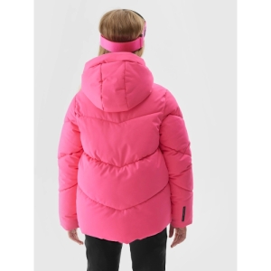 Dievčenská lyžiarska bunda - 4F-TECHNICAL JACKET-JAW23TTJAF293-55N-HOT PINK NEON Ružová 164 3