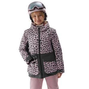 Dievčenská lyžiarska bunda - 4F-TECHNICAL JACKET-JAW23TTJAF357-90A-MULTICOLOUR ALLOVER Ružová 164