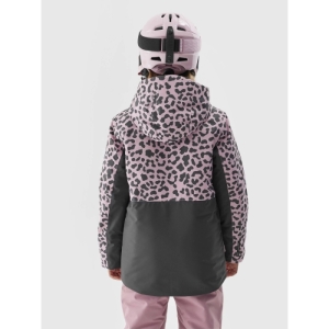 Dievčenská lyžiarska bunda - 4F-TECHNICAL JACKET-JAW23TTJAF357-90A-MULTICOLOUR ALLOVER Ružová 164 3