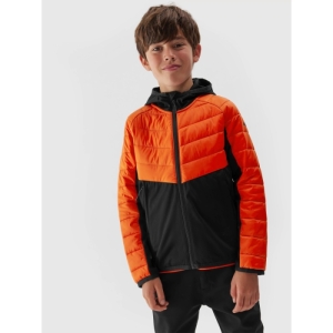 Chlapčenská turistická softshellová bunda - 4F-TECHNICAL JACKET-JAW23TTJAM282-70S-ORANGE Oranžová 164 1