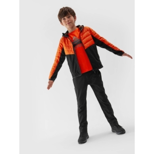 Chlapčenská turistická softshellová bunda - 4F-TECHNICAL JACKET-JAW23TTJAM282-70S-ORANGE Oranžová 164 3