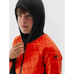 Chlapčenská turistická softshellová bunda - 4F-TECHNICAL JACKET-JAW23TTJAM282-70S-ORANGE Oranžová 164 4