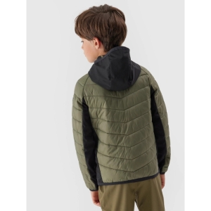 Chlapčenská turistická softshellová bunda - 4F-TECHNICAL JACKET-JAW23TTJAM282-44S-OLIVE Zelená 164 3
