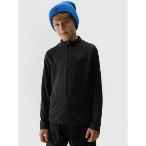 Chlapčenská lyžiarska mikina s 1/2 zipsom - 4F-BRUSHED UNDERWEAR-JAW23UBRUM045-20S-DEEP BLACK Čierna 146/152 1