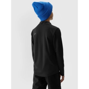 Chlapčenská lyžiarska mikina s 1/2 zipsom - 4F-BRUSHED UNDERWEAR-JAW23UBRUM045-20S-DEEP BLACK Čierna 146/152 2