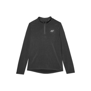 Chlapčenská lyžiarska mikina s 1/2 zipsom - 4F-BRUSHED UNDERWEAR-JAW23UBRUM045-20S-DEEP BLACK Čierna 146/152 4