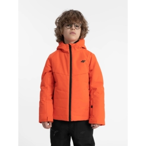 Chlapčenská lyžiarska bunda - 4F-TECHNICAL JACKET-JAW23TTJAM298-70S-ORANGE Oranžová 164 1