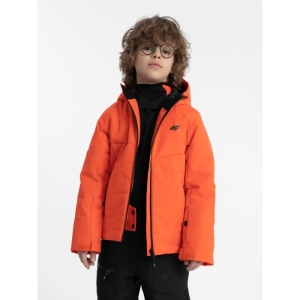 Chlapčenská lyžiarska bunda - 4F-TECHNICAL JACKET-JAW23TTJAM298-70S-ORANGE Oranžová 164 2