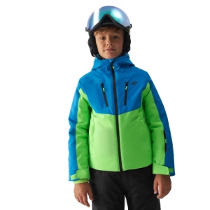 Chlapčenská lyžiarska bunda - 4F-TECHNICAL JACKET-JAW23TTJAM300-35S-TURQUOISE Modrá 158