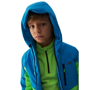 Chlapčenská lyžiarska bunda - 4F-TECHNICAL JACKET-JAW23TTJAM300-35S-TURQUOISE Modrá 158 1