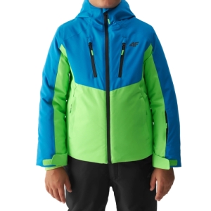 Chlapčenská lyžiarska bunda - 4F-TECHNICAL JACKET-JAW23TTJAM300-35S-TURQUOISE Modrá 158 2
