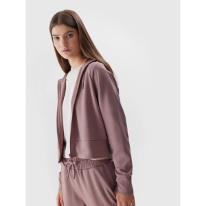 Dámska mikina so zipsom - 4F-SWEATSHIRT-AW23TSWSF0766-83S-BEIGE Béžová XL 2