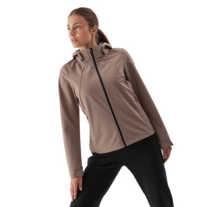 Dámska turistická bunda - 4F-SOFTSHELL JACKET-AW23TSOFF152-82S-LIGHT BROWN Hnedá L 1