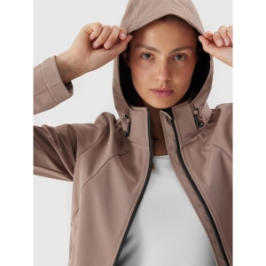 Dámska turistická bunda - 4F-SOFTSHELL JACKET-AW23TSOFF152-82S-LIGHT BROWN Hnedá L 3